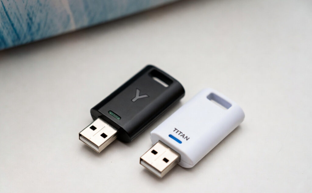 Аппаратные ключи безопасности YubiKey и Titan Security Key для двухфакторной аутентификации MFA, защита от фишинга